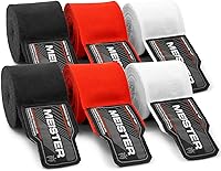 Meister 180" Adult Hand Wraps for Boxing & MMA - 3 Pair Pack Cotton Spandex Blend Pro Wrist Support