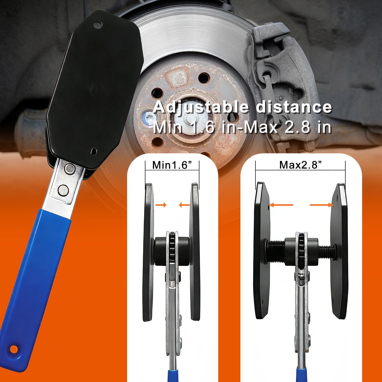 Brake Caliper Compression Tool with 360° Rotating Ratchet,Thickened Universal 4 in 1 Professional Brake Caliper Piston Tool,Brake Caliper Press for Disc Brake Repair(Blue)