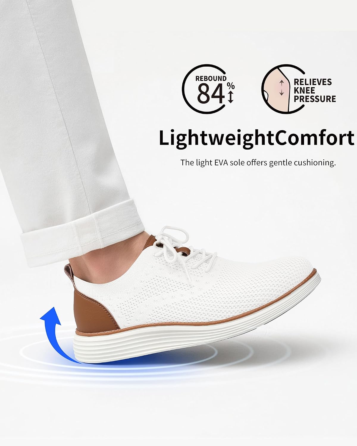  Men's Casual Dress Sneakers Tennis Walking Shoes | Lace-Up Breathable Lightweight Comfortable Office Knit Mesh Oxfords Work&Weekend Shoes thumbnail