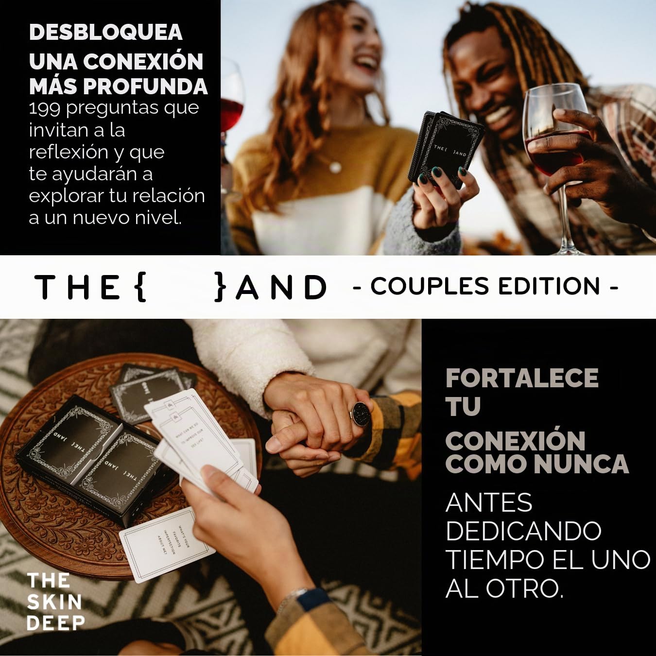 {THE AND} Edición para parejas, 199 tarjetas de conversación significativas para parejas, preguntas para profundizar la conexión y construir relaciones, juego de cartas para parejas íntimas y