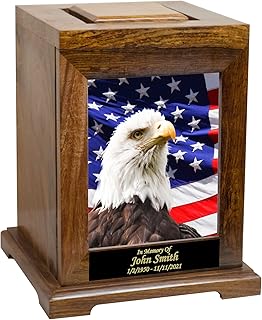 Personalized Photo Cremation Urn for Human Ashes, Custom Engraved Large Wooden Funeral Cremation Urn