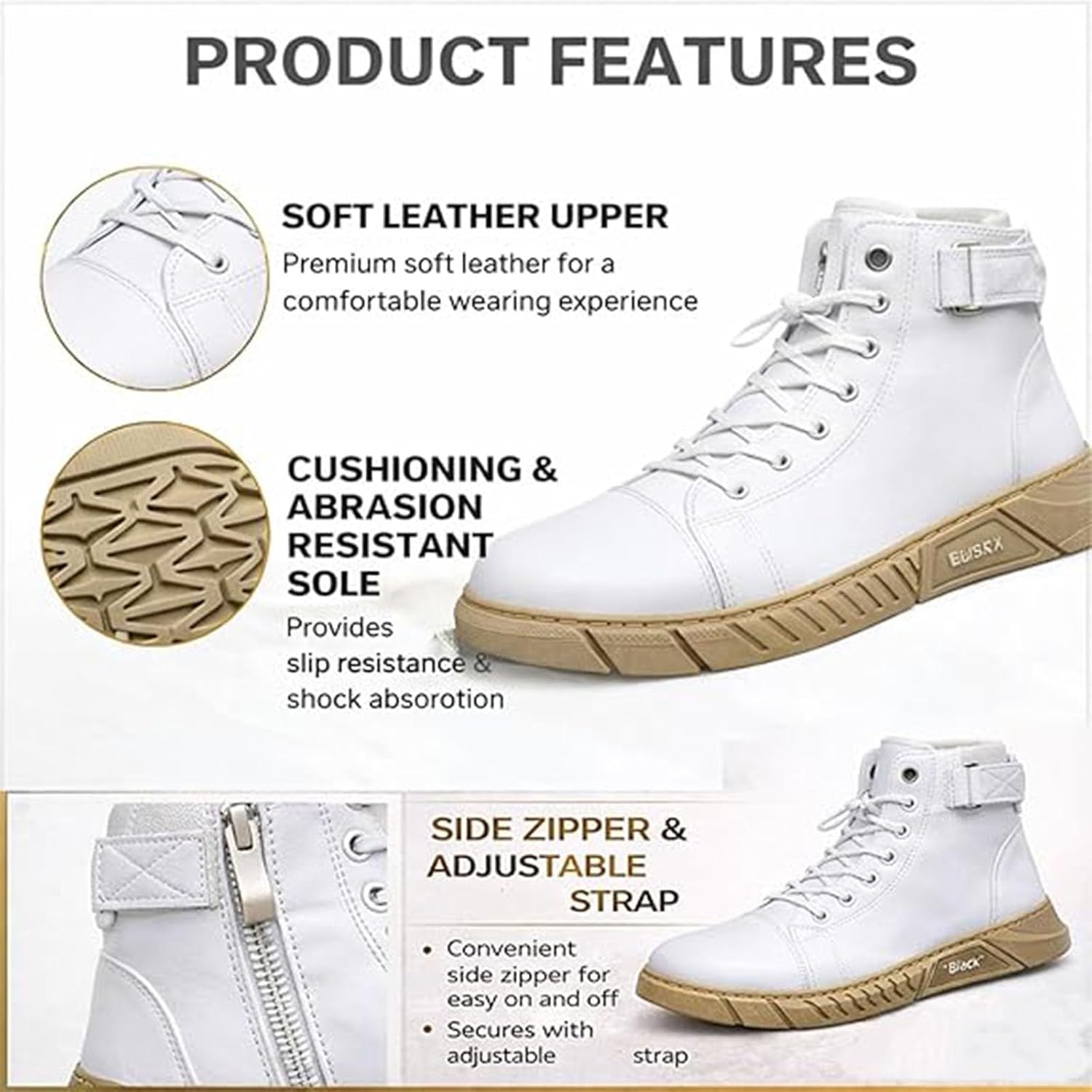 Genuine Leather Orthopedic Walking Boots, Casual & Versatile, Waterproof & Fleece-Lined, Arch Support, Non-Slip