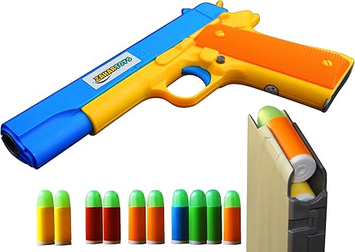 ZAHAR Toys - Pistola de juguete - Colt 1911-10 balas suaves coloridas - Revista de expulsión - Barril de acción deslizante - Entrenamiento, cosplay