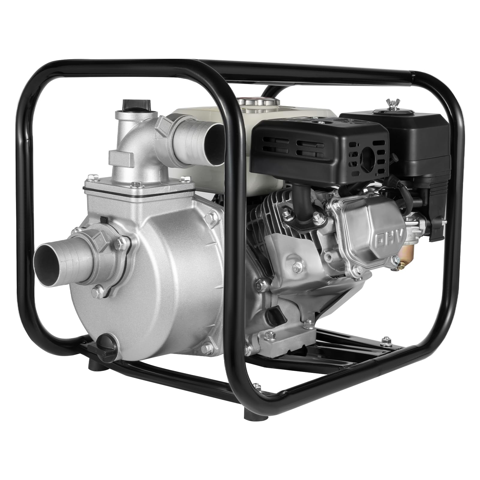 6,5 PS Benzin Wasserpumpe 4 Takt 210cc, 2 Zoll Gartenpumpe Selbstansaugend mit 36 m³/h Förderleistung, 7m Ansaughöhe & 28m Förderhöhe, Schmutzwasserpumpe Benzin, 3.6L Kraftstofftank