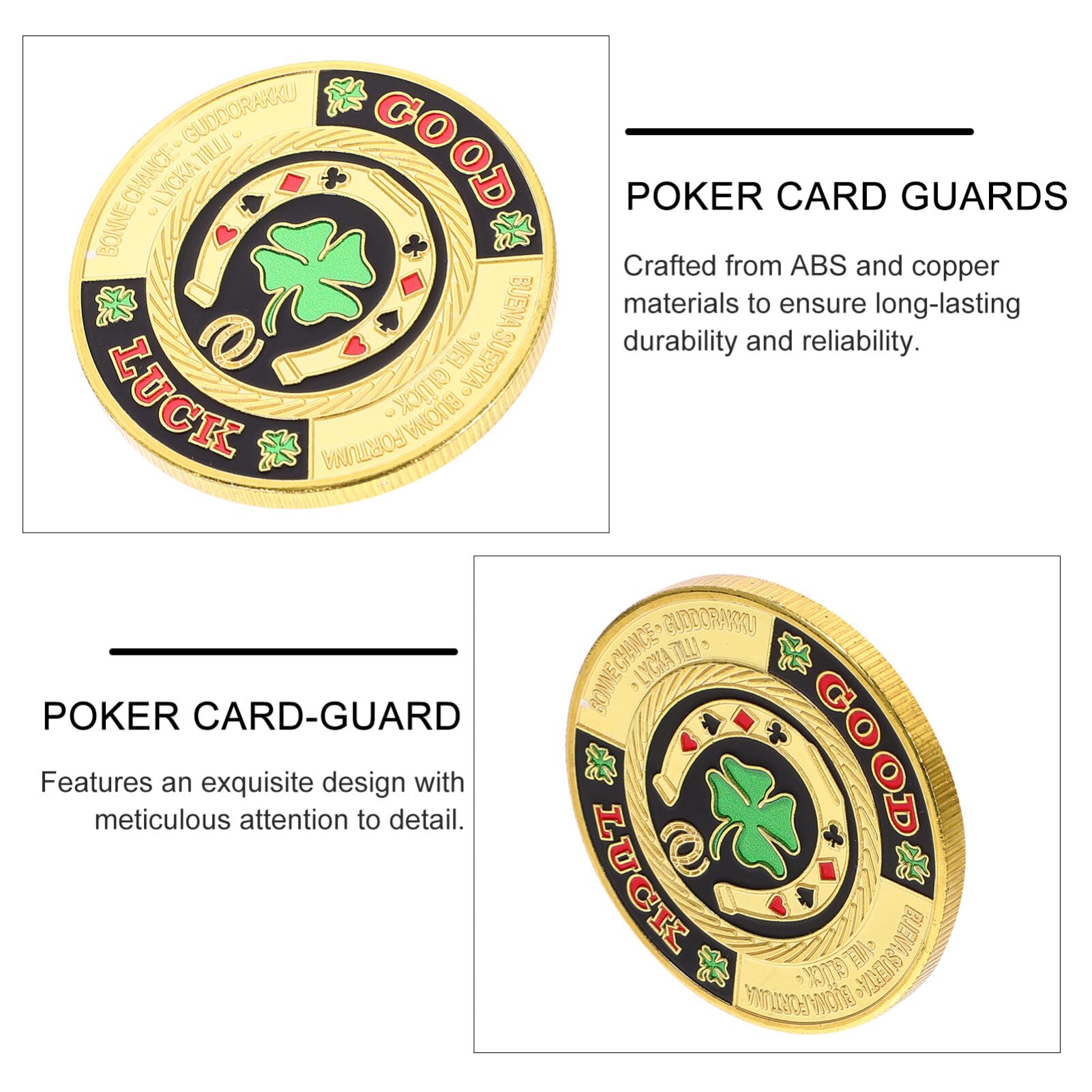 Protecteur De Cartes Poker En Métal Doré - Poids Lourd 30g - Porte-Bonheur Pour Jeux