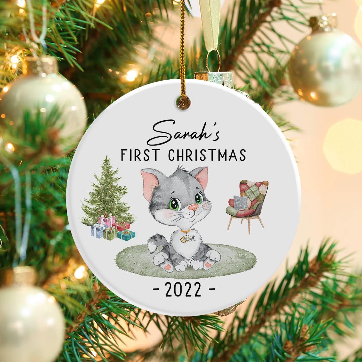 Personalized Baby's First Christmas Ornament, Custom Baby Name Ornament, Baby Keepsake, Customized Ornament New Baby 2022, Animal Christmas Ornament, Xmas Tree Ornaments Hanging 4