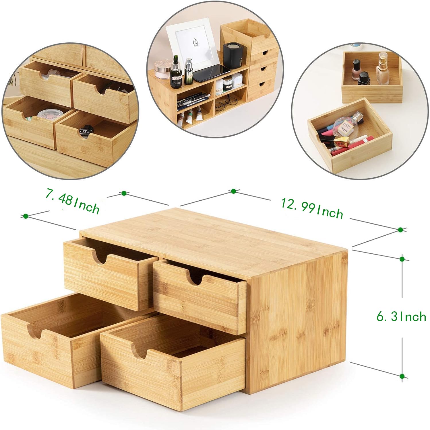 Snapklik.com : Wisuce Bamboo Desk Drawer Organizer, Desktop Organizer