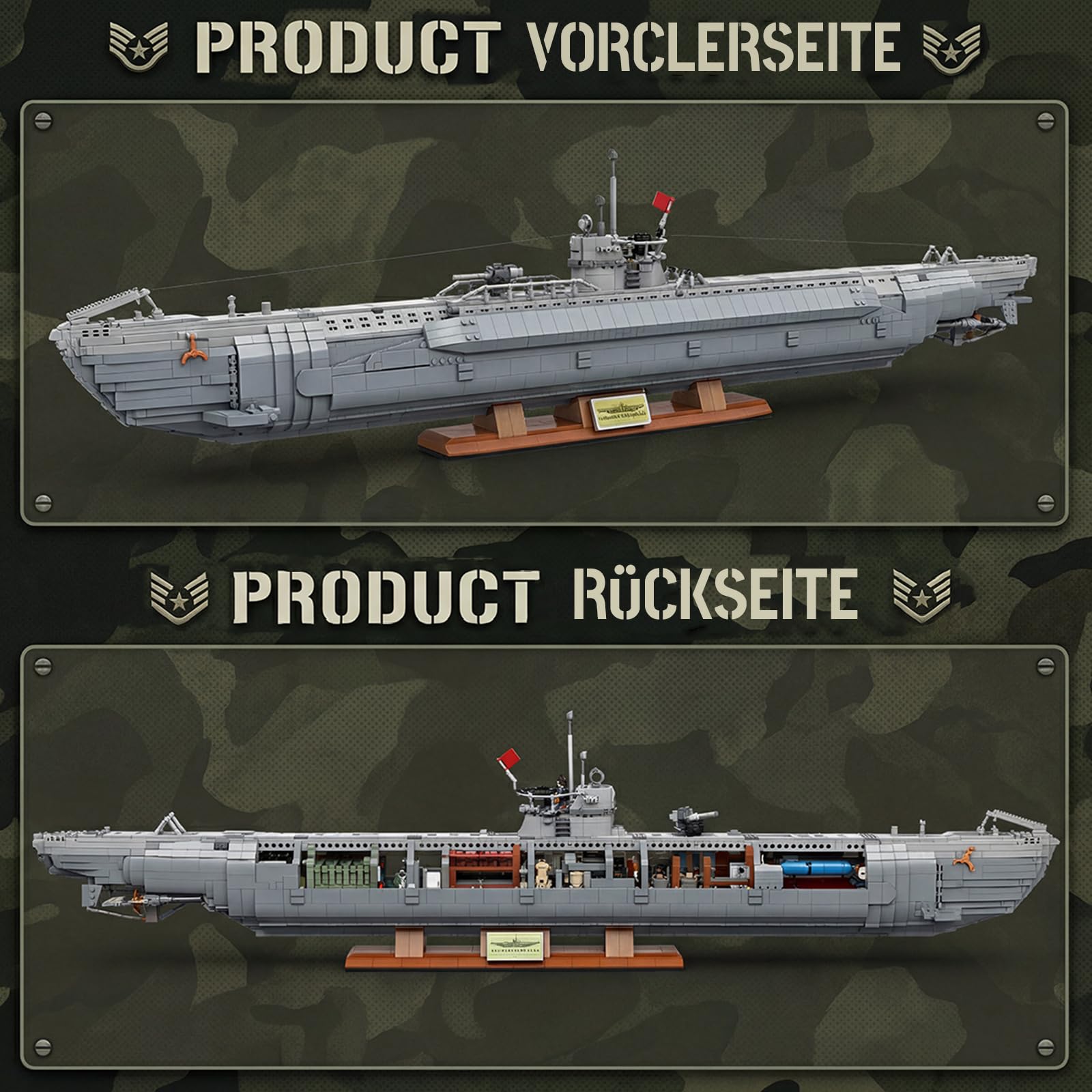WWII U-552 Submarine U-Boot Klemmbausteine Technik - 6172 Teile 102 cm Länge Deutsches Schlachtschiff, Military Series MOC Sets für Erwachsene Kompatibel mit Panlos