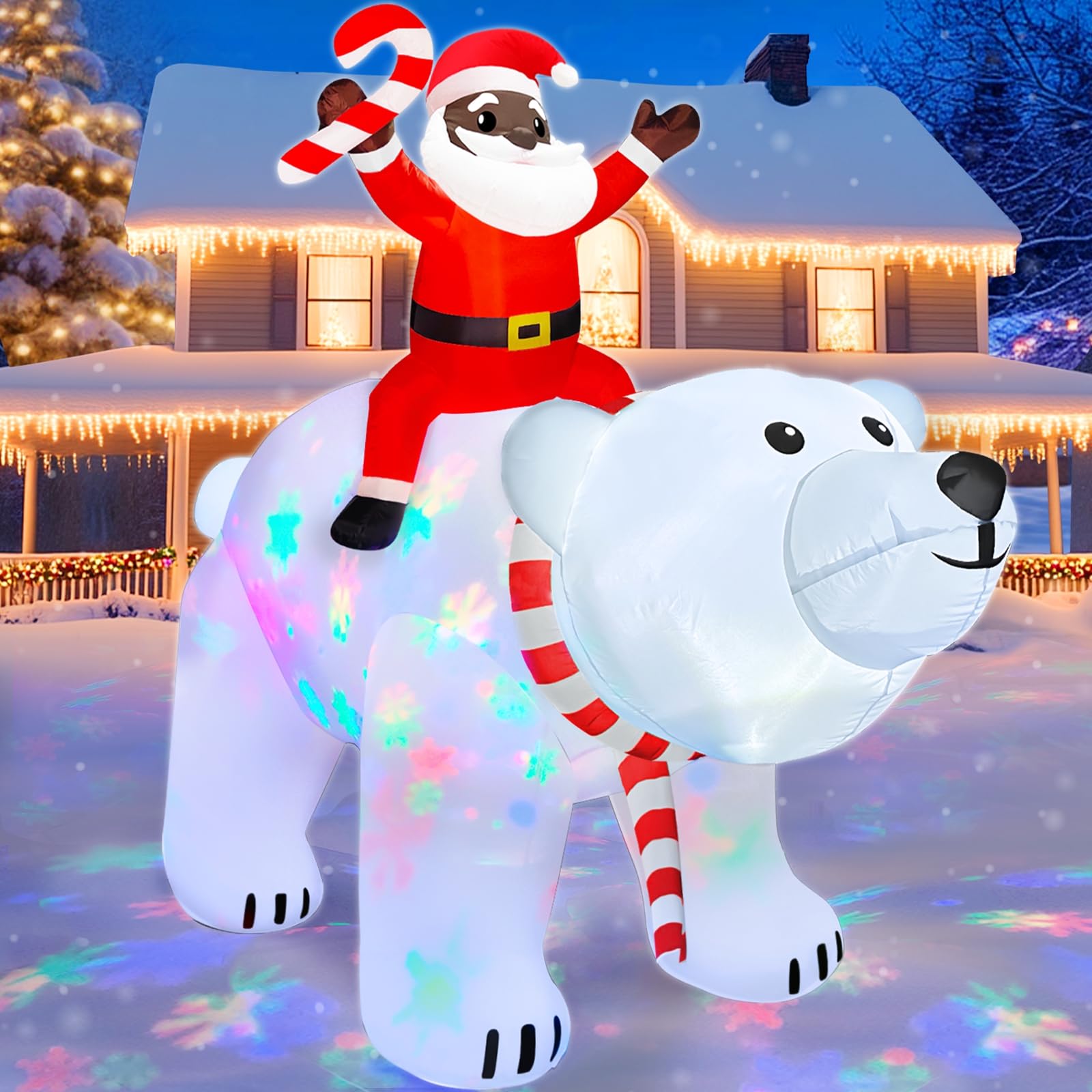 6Ft Tall Christmas Inflatables Black Santa Claus Hold Gift Box W/ LED – DANNY'S HOME GOODS