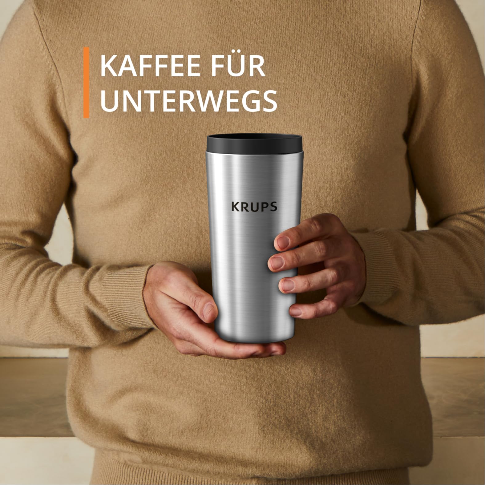 Krups Simply Brew Kaffeebereiter mit Filter 3 in 1, 3 Brühoptionen, amerikanischer Kaffee, hitzebeständige Glaskaraffe, doppelwandiger Reisebecher aus Edelstahl, KM207D