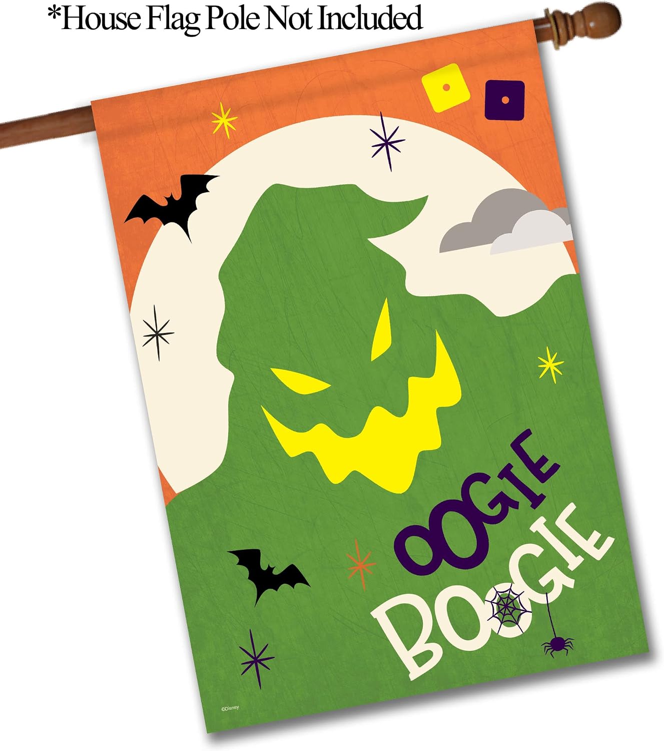 Flagology.com, Disney Halloween Oogie Boogie – House Flag 28" x 40", Outdoor Flag, Exclusive Premium Fabric, Officially Licensed Disney, Halloween