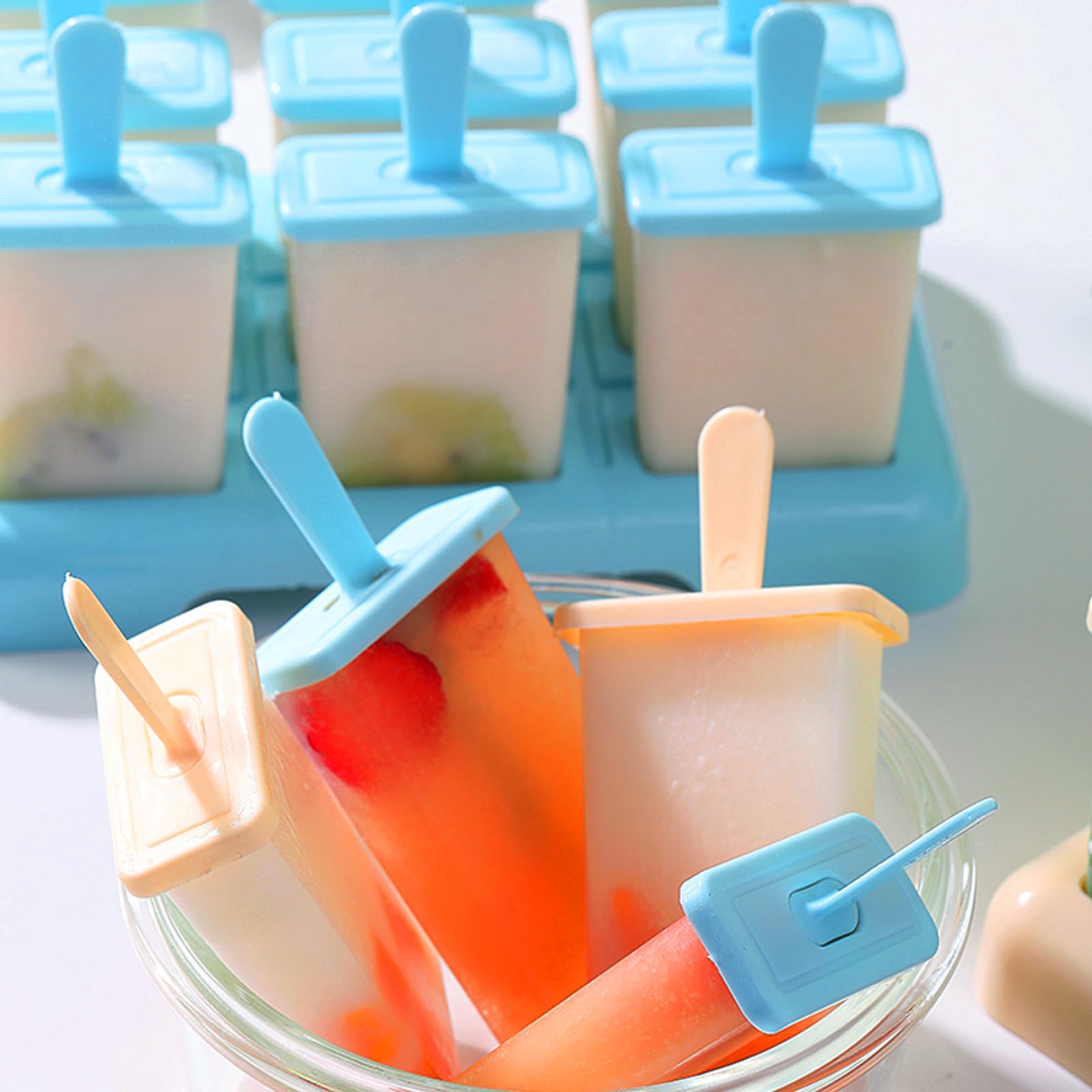Moule à Glace Silicone 9 Pièces Réutilisable Avec Brosse Et Entonnoir - Bleu - Crèmes Glacées DIY