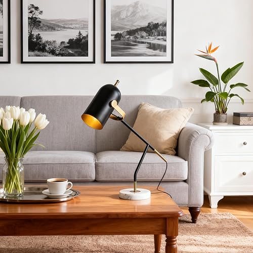 Miniatura 4 de Radiya Adjustable Arm Industrial Table Lamp, Matte Black Metal Architect Office Retro Task Lighting Desk Lamp for Living Room Bedroom Study