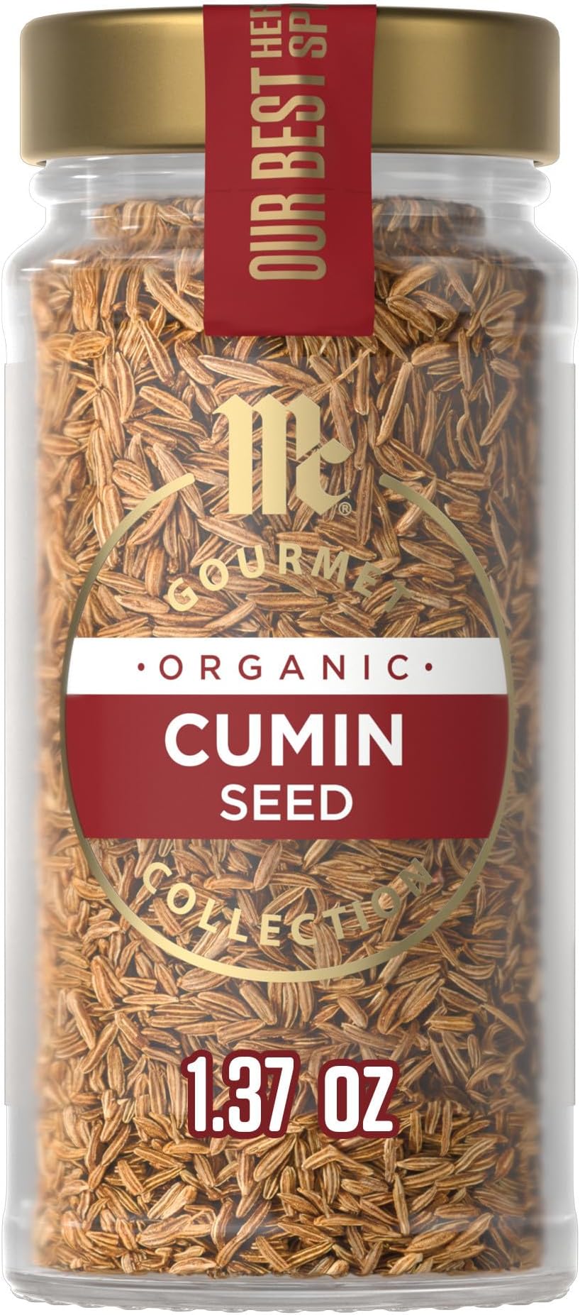McCormick Gourmet Collection Cumin Seed, Organic, Non GMO, Kosher, Our Best Herbs & Spices, Earthy Aroma & Flavor, Can Be Toasted, Elevate Chili, Curries, Beans & Spice Rubs, 1.37 oz