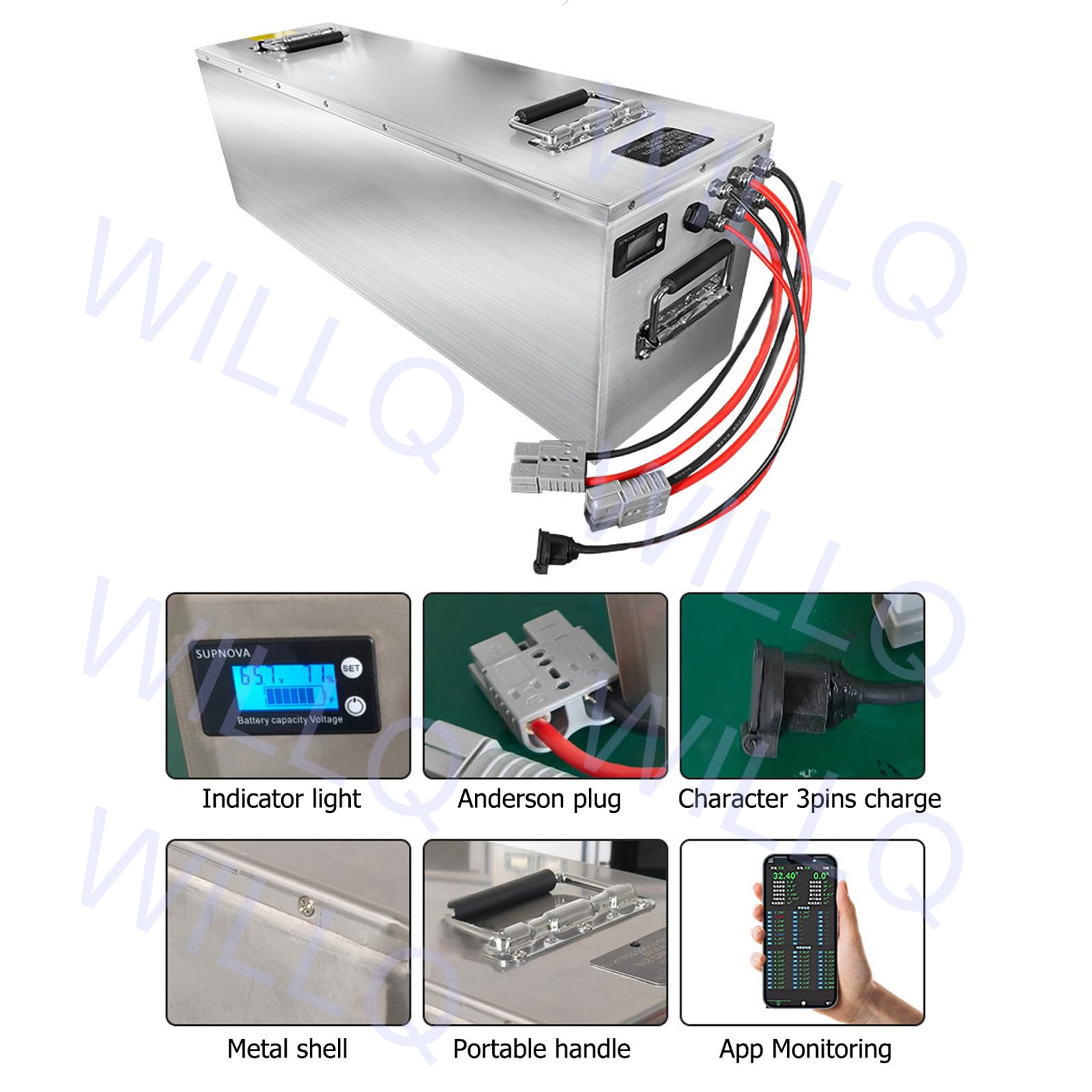 Batterie LiFePO4 Portable 24V 48V 60V pour extérieur 25,6V 51,2V 64V 100Ah 150Ah 300Ah pour Voiture de Golf, Camping-Car, Stockage d'énergie et éclairage d'urgence