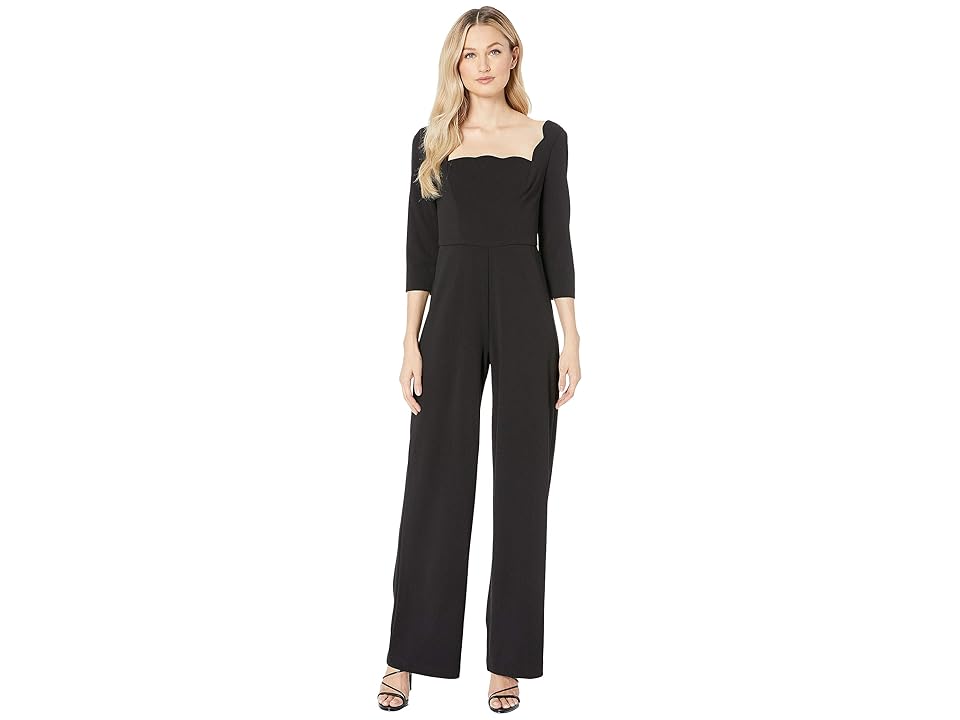 

Adrianna Papell Knit Crepe Scalloped Jumpsuit (Black) Women's Jumpsuit & Rompers One Piece