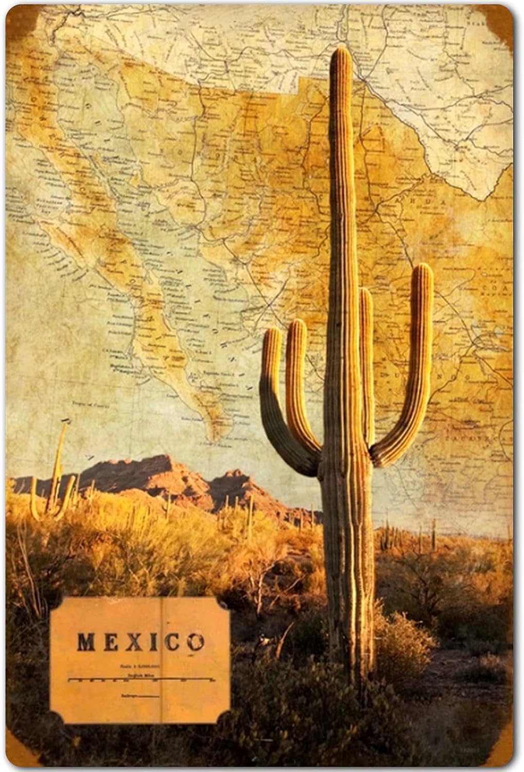 Amazon メキシコのサボテン金属錫サイン砂漠の多肉植物ポスターファームガーデンフラワーショップホームキッチンホームウォールデコレーションプラーク12x8インチ 店舗看板 文房具 オフィス用品