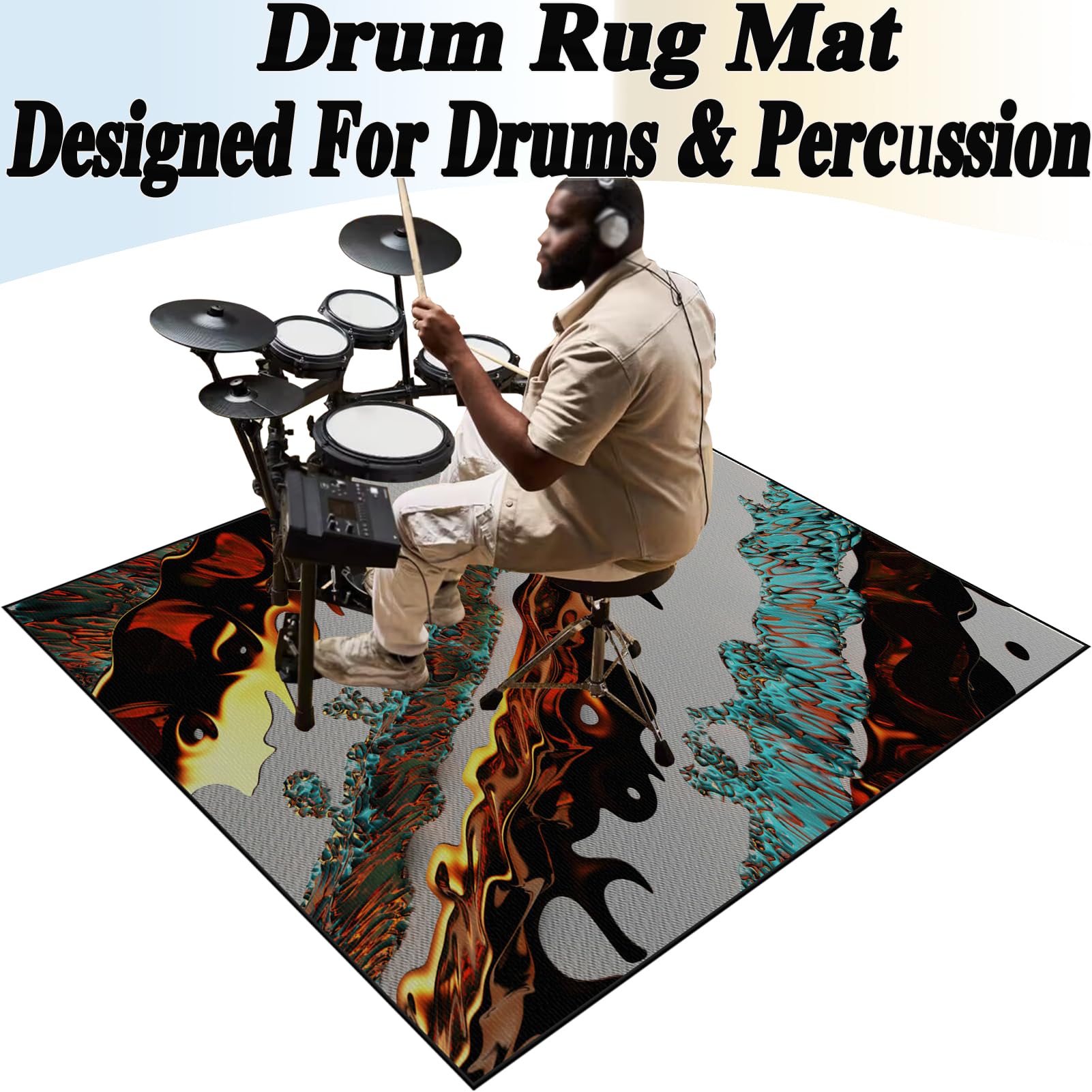 Tappeto per Batteria Acustica, Tappeti per Tamburi Insonorizzato, AntiscivoloTappetino Drum Carpet per Batterie Elettroniche Rullante Snare Drum Grancassa 230 x 180 cm