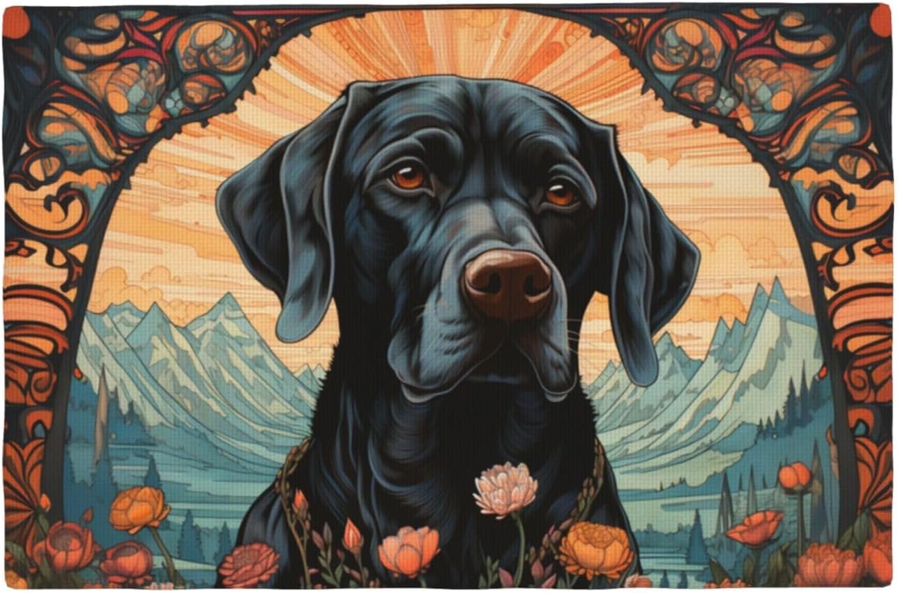Labrador_Retrievers_Nature Print Placemats Set of 6, Double Sided Heat-Resistant Kitchen Table Mats Washable Non-Slip Placemats Placemat for Dining Table, 12 X 18 Inches