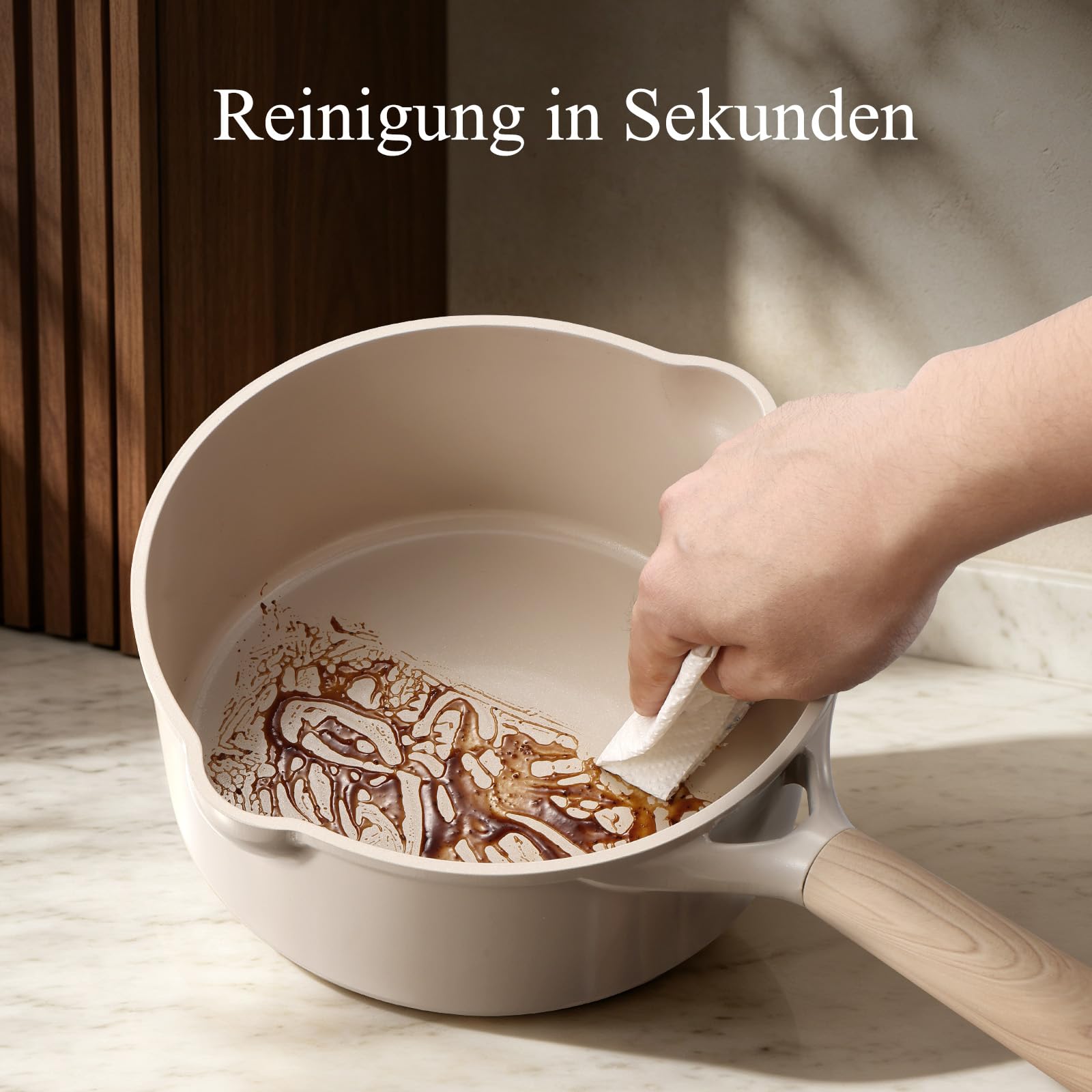 CAROTE Kochgeschirr-Set 10-teiliges,Keramik-Antihaftbeschichtung, Khaki
