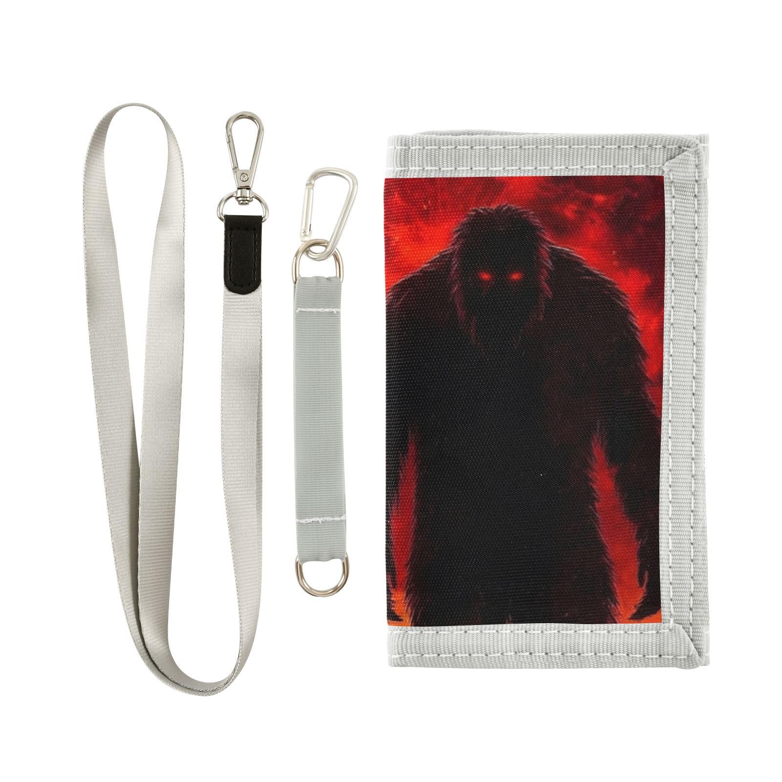 FOLIOSA Kids Wallet for Boys Girls Sasquatch Moon Dark Print Youth Wallet with Zipper Pocket Card Holders, Novelty Wallet 4.9×2.9 in