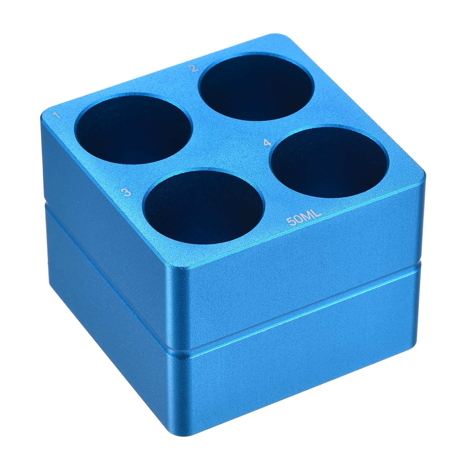 PATIKIL 4 Pozzi Porta Provette Microcentrifuga Raffreddato, Vassoio Piastra Coltura Tessutale, Blocco Raffreddamento Alluminio per Provette PCR 50ml, Attrezzatura Laboratorio, Blu Chiaro
