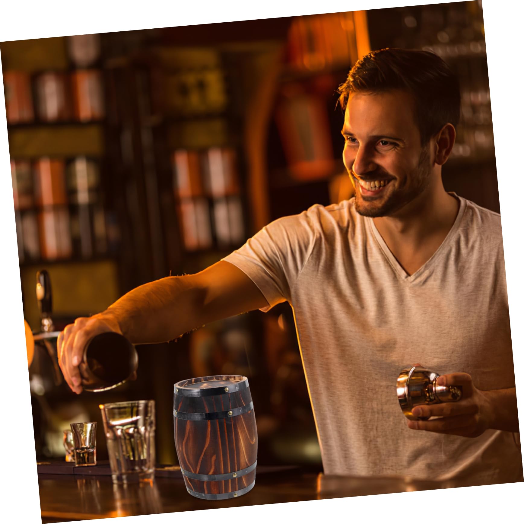 VINTORKY Rustic Oak Versatile Wooden Wine Storage Prop Antique Style for Bar Aesthetic Photo Prop Unique Craftsmanship Height