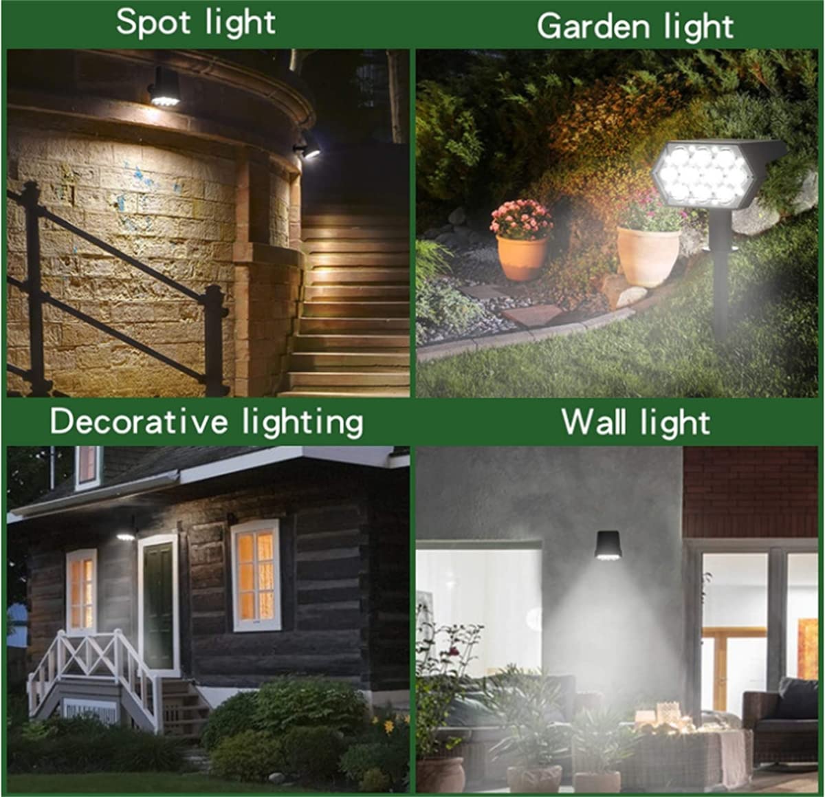 Focos solares para Exteriores, focos LED de 3 Modos para paisajes solares, Luces de Seguridad con energía Solar IP65, Luces de Pared Impermeables para jardín de Patio de Pasarela