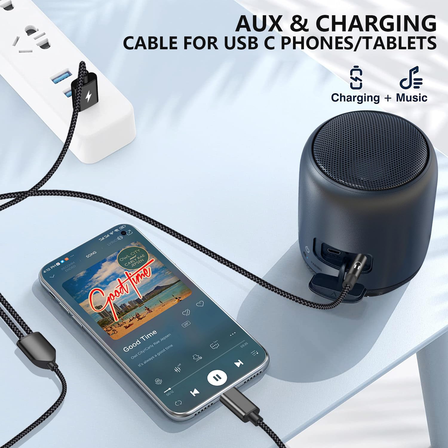 USB C to 3.5mm Aux Cable, 2 in 1 USB C to 3.5mm Car Stereo Aux Headphone Jack Cable with PD 18W Charging Compatible with iPhone 17/17Pro/16/16e/15 Pro Max, Galaxy S25/S24/S23/S22/S23FE, Pixel 9/8/7