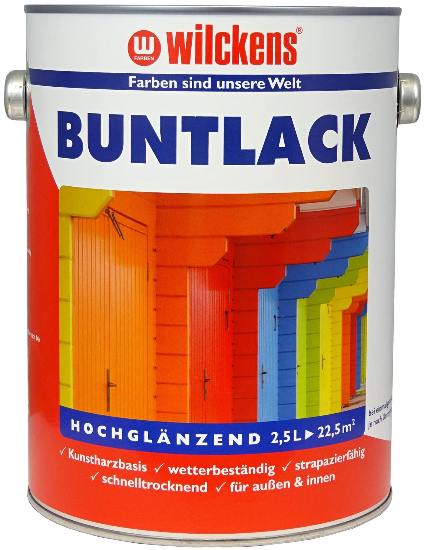 Wilckens Kunstharz Buntlack für Innen und Außen, hochglänzend, 2,5 l, RAL 3000 Feuerrot