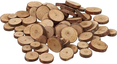 IMIKEYA 100 discos de madera de 0.6-1.2 in, rebanadas de madera sin terminar, para manualidades, rebanadas de madera en blanco para Navidad, boda, disponible en Yaxa Peru