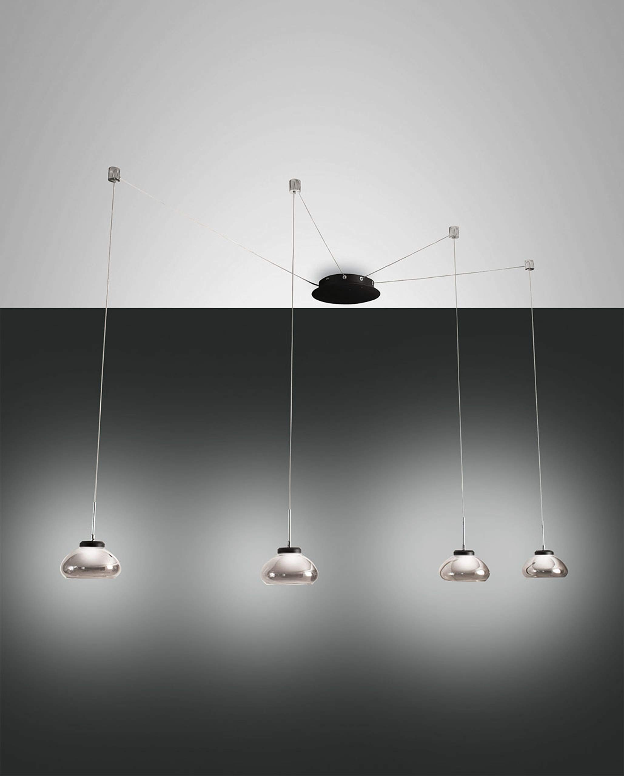 Fabas Luce Arabella Lámpara de techo colgante LED Cluster Cristal gris transparente
