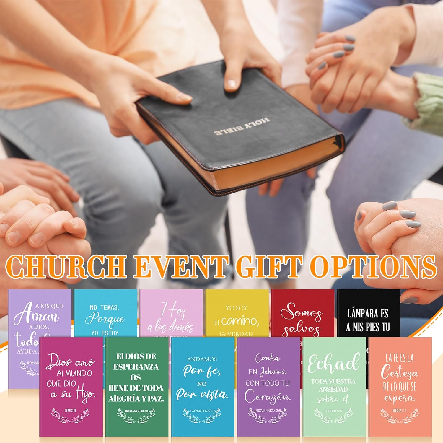 Thenshop 96 Pcs Spanish Christian Notebook Gift Bulk Regalos Cristianos En Español Notebooks Religious Bible Verse Gift for Women Colleague Family Office Graduation Supplies (Multicolor)