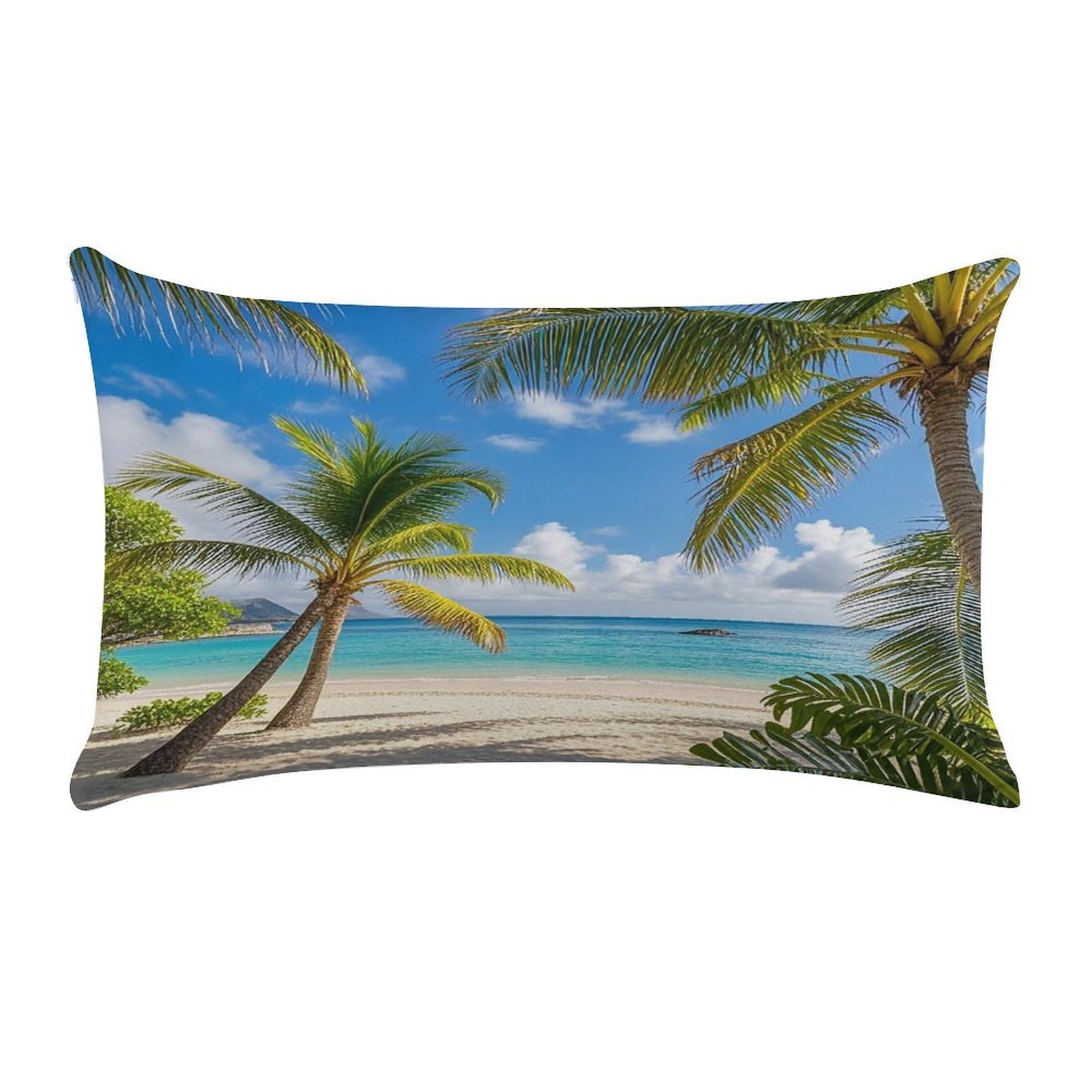 VstaDank Tropical Palm Tree Hawaii Beach Pillow Cover Pillowcase for All Seasons Short Plush Body Pillow Case Soft Cozy Fuzzy Lumbar Long Pillow Cover for Bed Sofa Bench 20 X 12 Inches