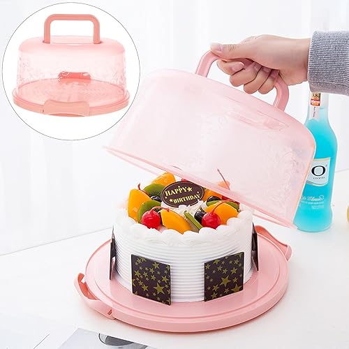 Miniatura 5 de CALLARON Porta pasteles redondo de plástico con mango de tapa, soporte para tartas, caja de pan, recipientes para pasteles de pan, caja de