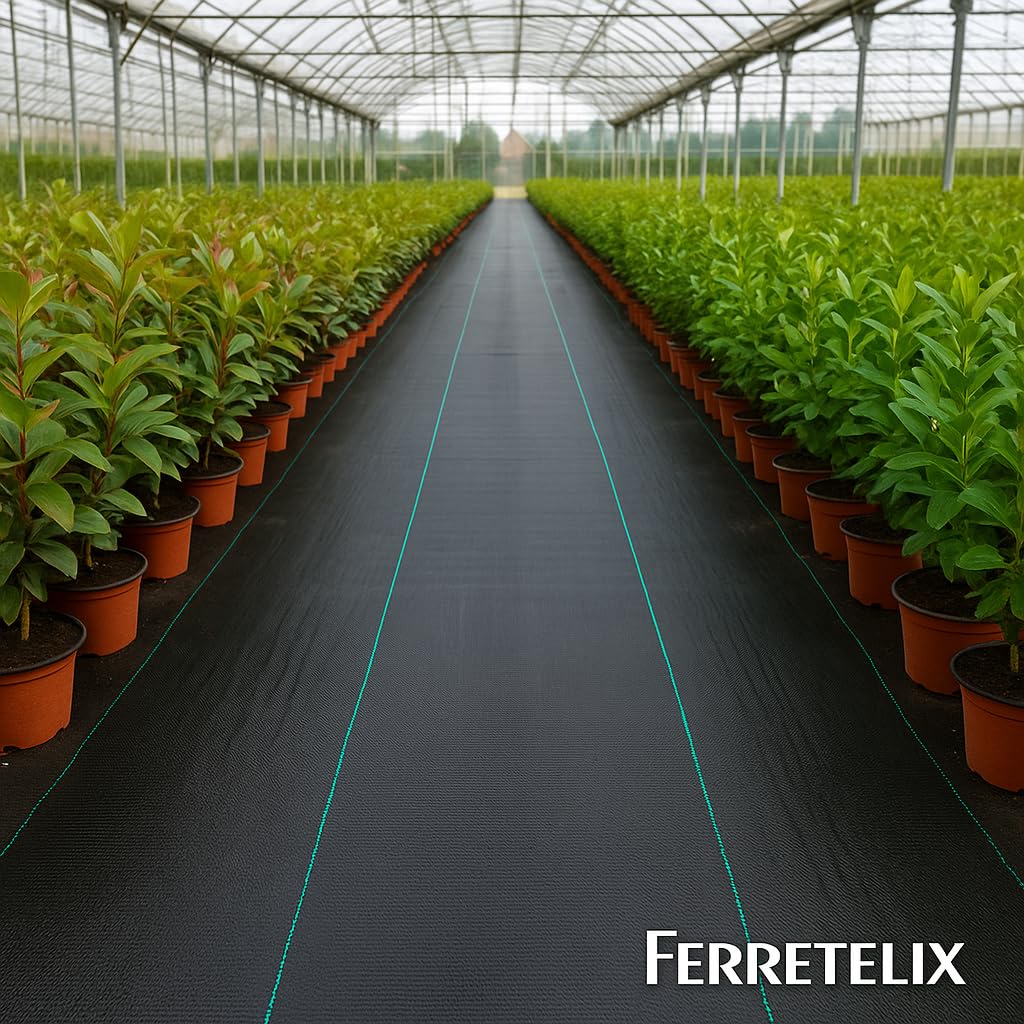 Ferretelix® Malla Lona antimalezas, jardín, Negra, agrícola, Barrera antiraíces, contra Las Malas Hierbas, Tela Permeable al Agua (10,00 x 3,30 m)
