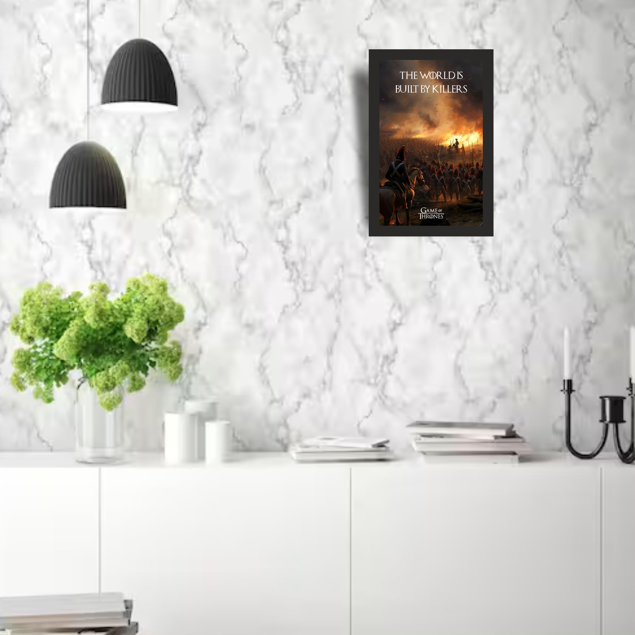 World Built by Killers Fire Battle Photo Frame A4 Black