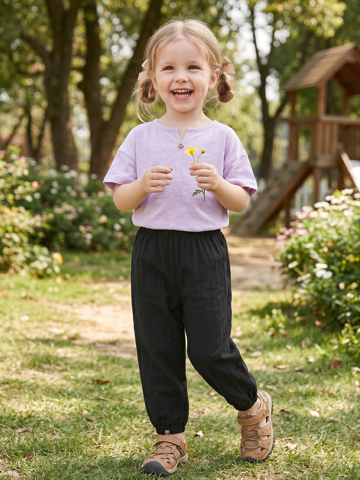 Miipat Pantalones Bebé Niña 3pcs Niño Pequeño Casual Pantalones Largos Niños Verano Suave Elástico Cintura