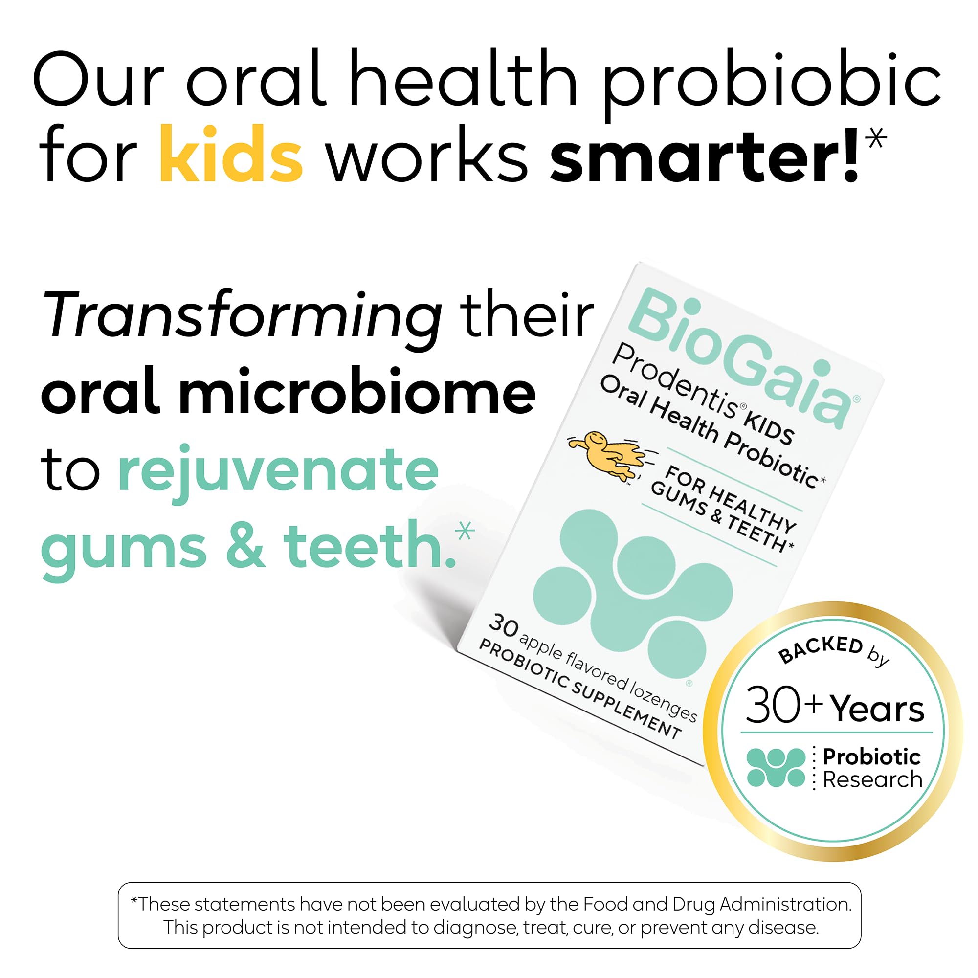 BioGaia Prodentis Kids Probiótico para la salud bucal I Sabor a manzana I Dientes y encías saludables I Plus Aliento fresco I Defendo contra problemas dentales | Cuidado bucal para niños | Probiótico