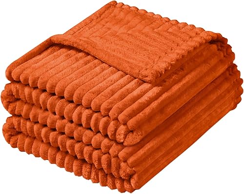 Vessia Manta de franela de forro polar de tamaño individual para cama, sofá, (60 x 80 pulgadas), manta de cama de microfibra de 10.58 ozm a rayas