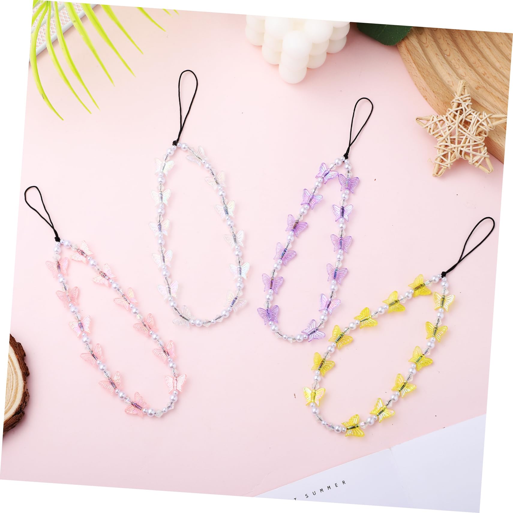 SHINEOFI Beaded Handy Lanyard Mit Schmetterlingsperlen Handykette Zur Dekoration Leicht Und Langlebig Als Smartphone Halterung Für Unterwegs