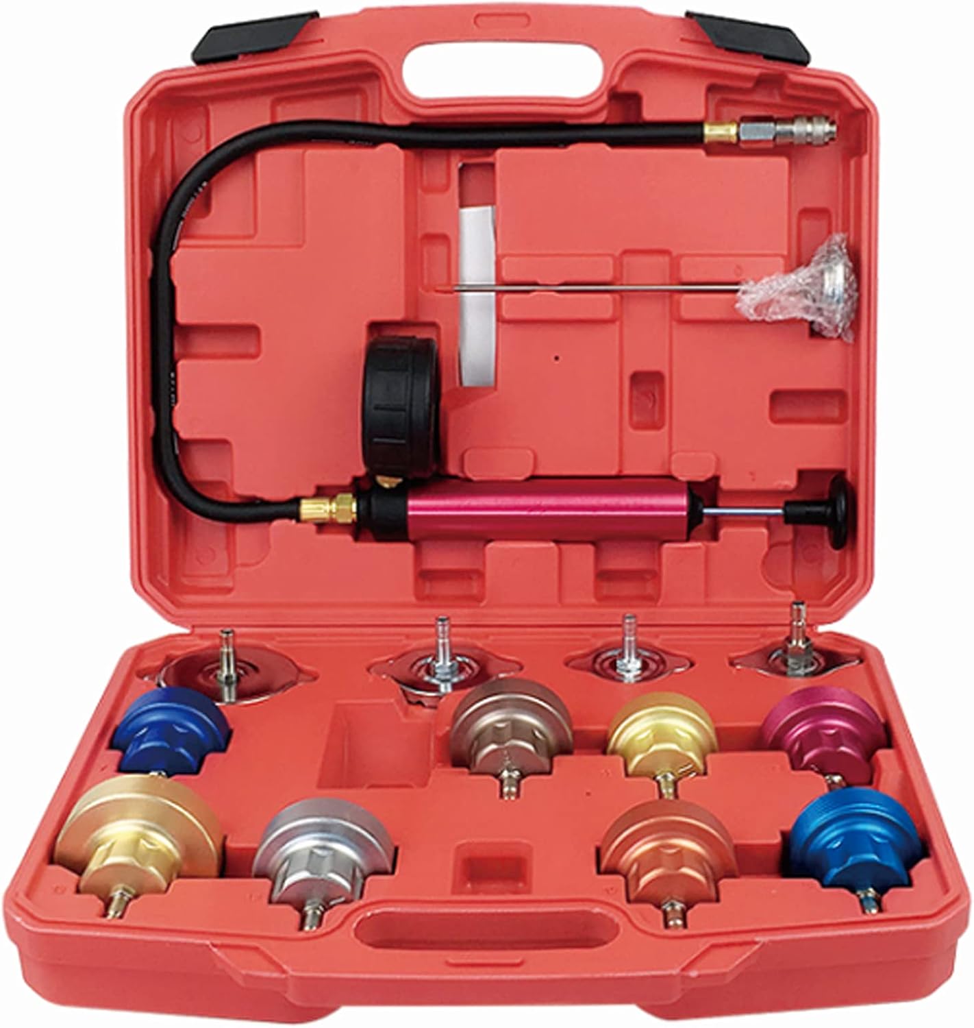 COKCOL 14PCS Universal Radiator Pressure Tester Kit, Automotive Vacuum Type Cooling