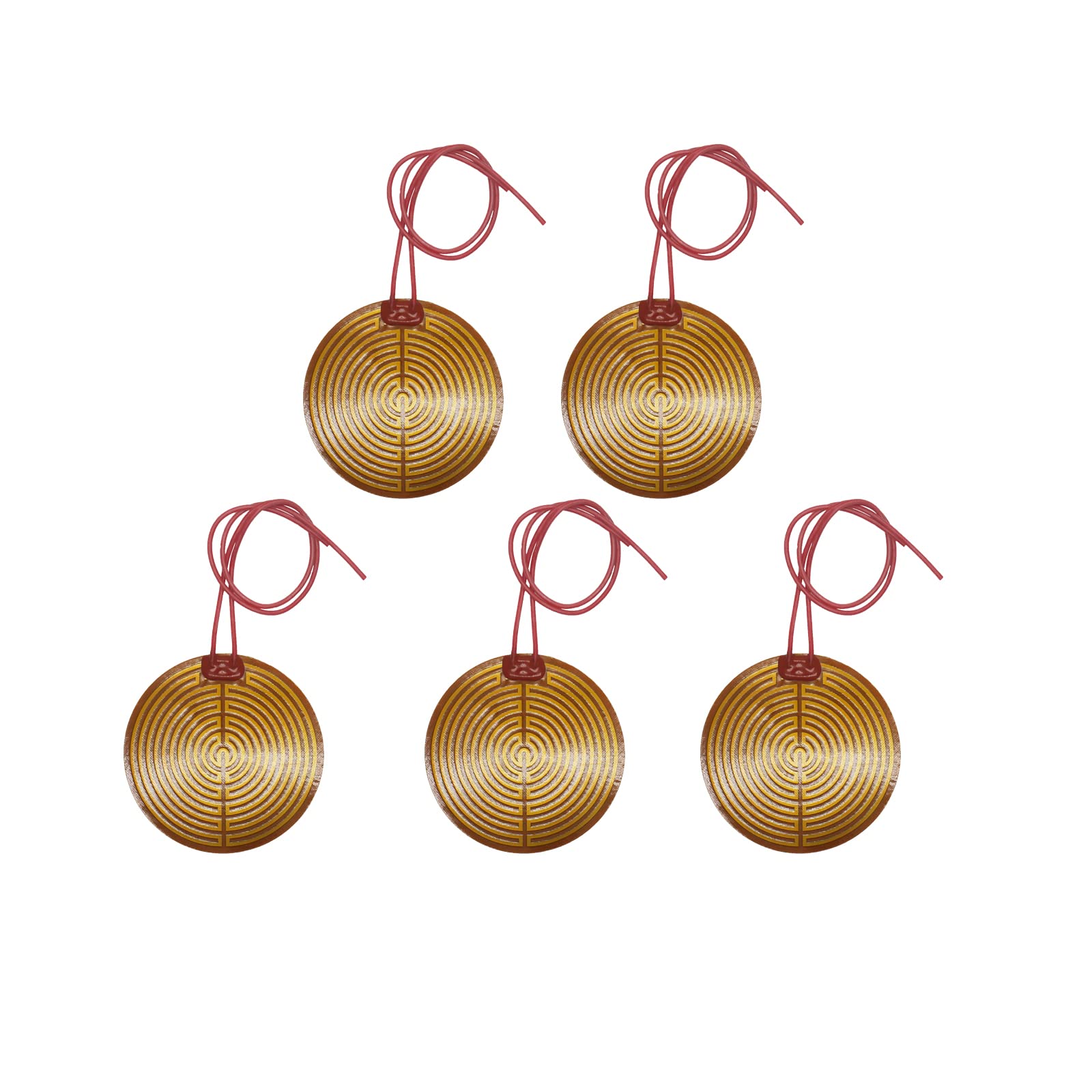 Ganbaremarket Cartridge Heater 12V 13W Electrothermal Film Polyimide Heater Plate Flexible Heater 70mm Round 5PCS, Yellow, 70mm Dia.