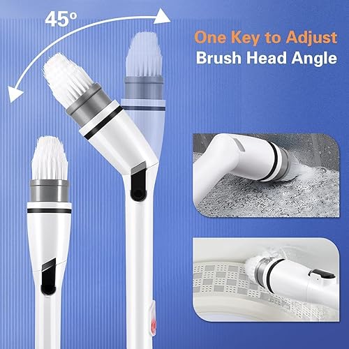 Miniatura 3 de Depurador eléctrico giratorio, limpiador de suelo de ducha inalámbrico 360, limpiador eléctrico con mango largo e inalámbrico, para ducha, bañera y