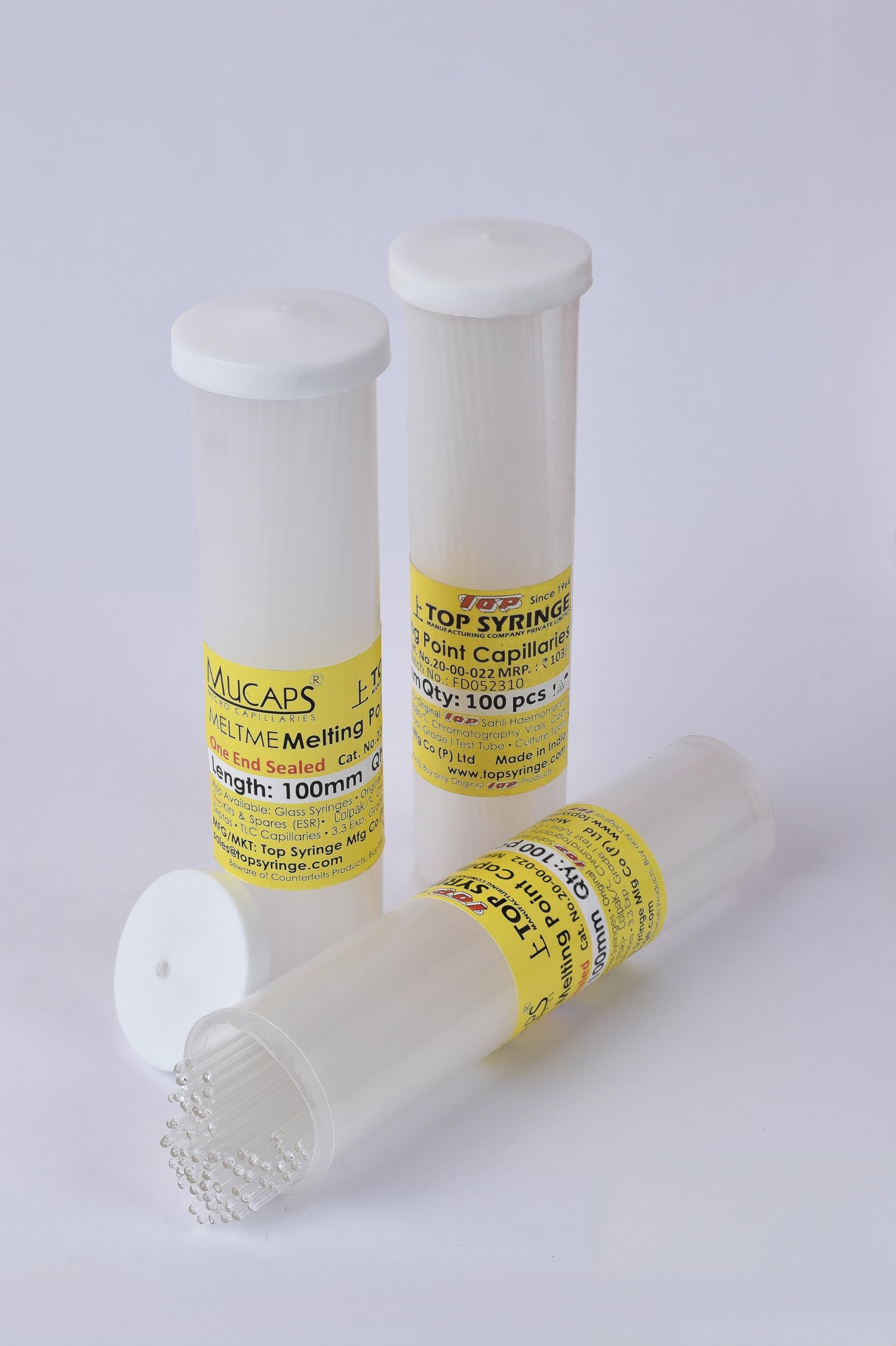 Melting Point Capillary, Length - 100mm One end sealed I.D.(1.00±0.10mm),(1 Vial with 250 Capillaries)