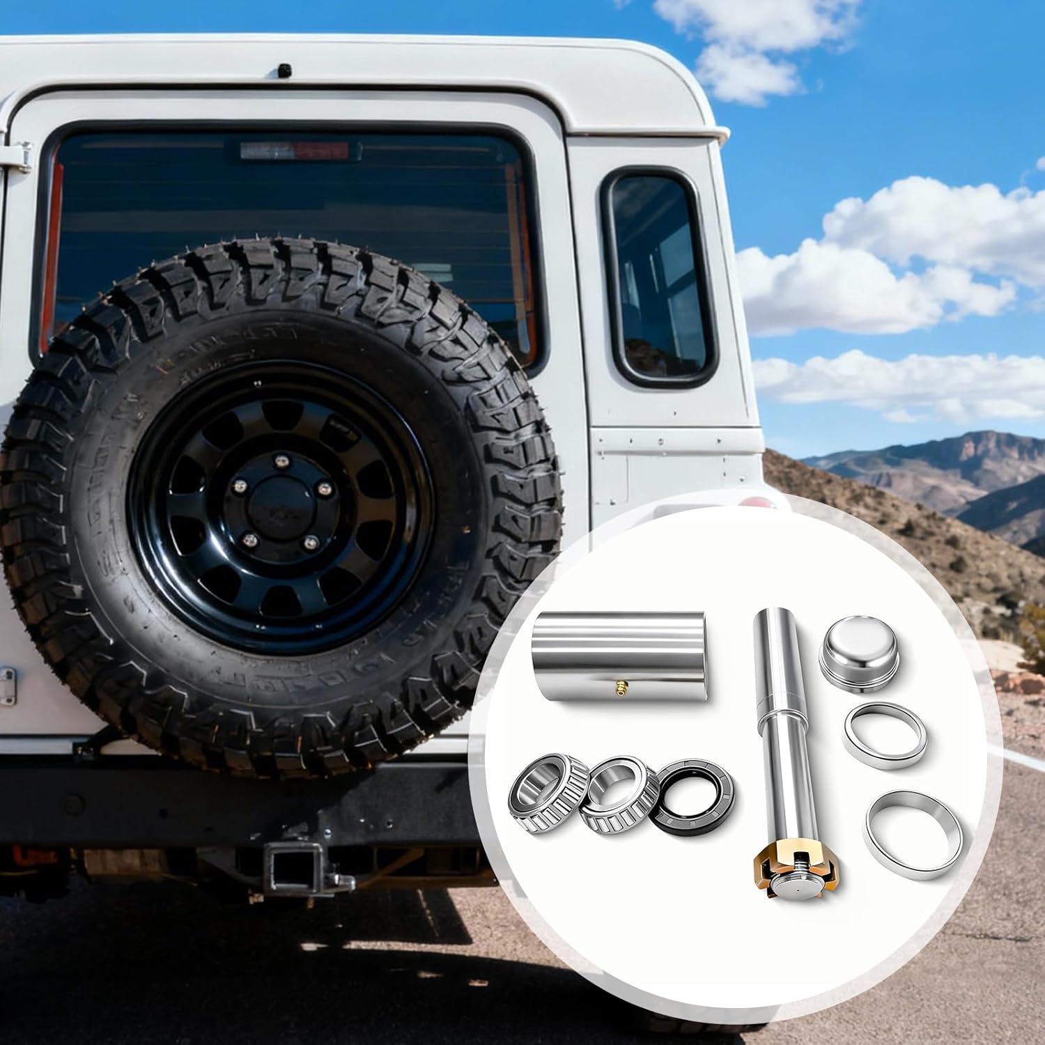 Tire Carrier Hinge Kit, Metal Spare Tire Carrier Hinge Bearing Kit for Swing Away Tire Carrier