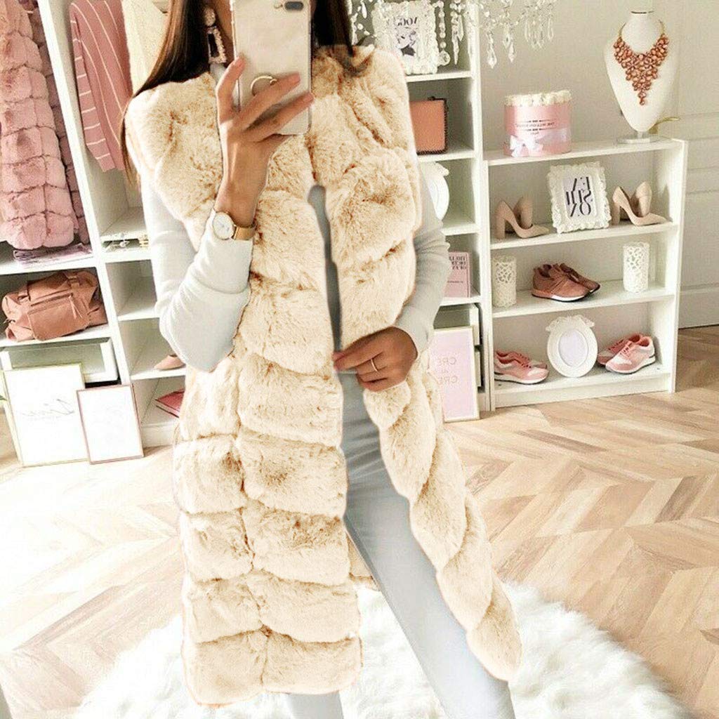 IQYU Gilet in pelliccia sintetica da donna, elegante, trapuntato, con cappuccio, in pelliccia, per autunno e inverno, caldo, in finta pelliccia