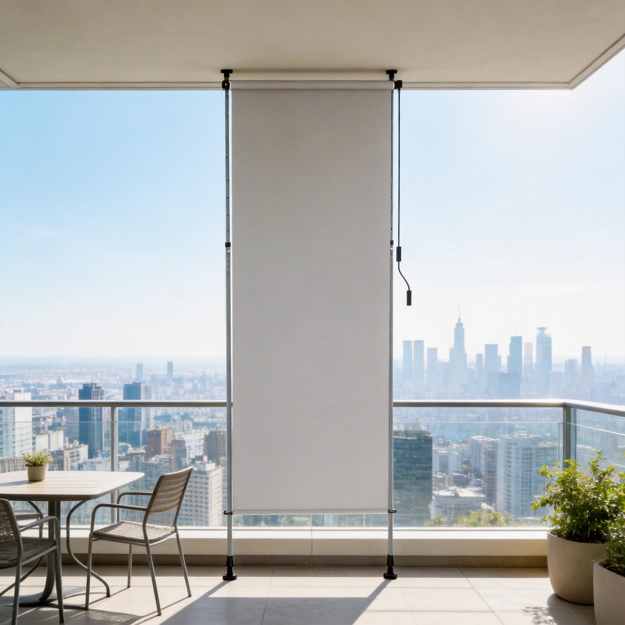 Tenda da sole verticale con manovella senza foratura 100 x 310 cm impermeabile allungabile oscurante grigio chiaro
