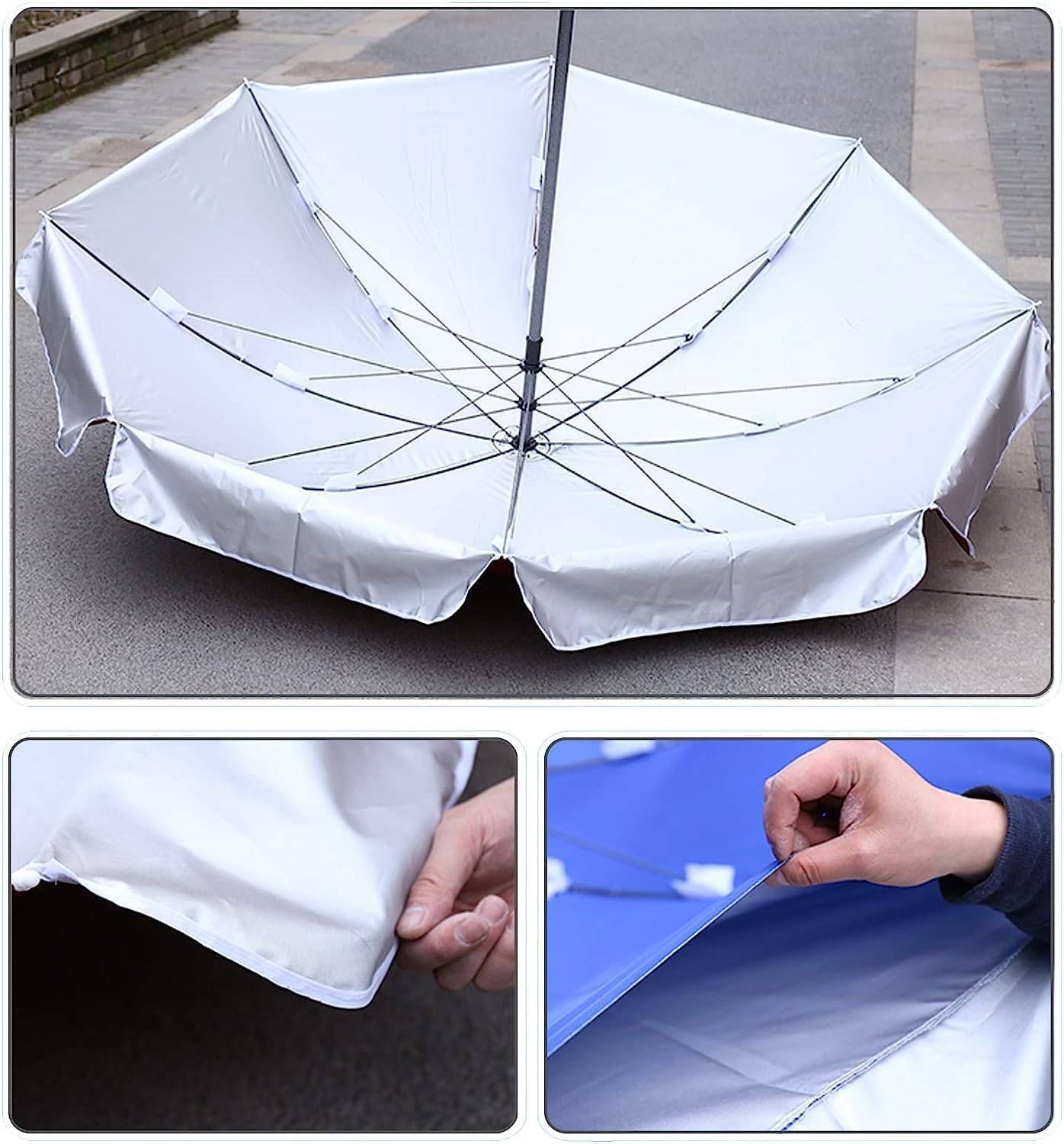 XYNSNDB Parasol Parasol ogrodowy Parasol targowy 7,8 FT Parasol plażowy Okrągły parasol tarasowy z drążkiem ze stali węglowej i 8 żebrami Parasol zewnętrzny na balkon, trawnik, basen Parasol