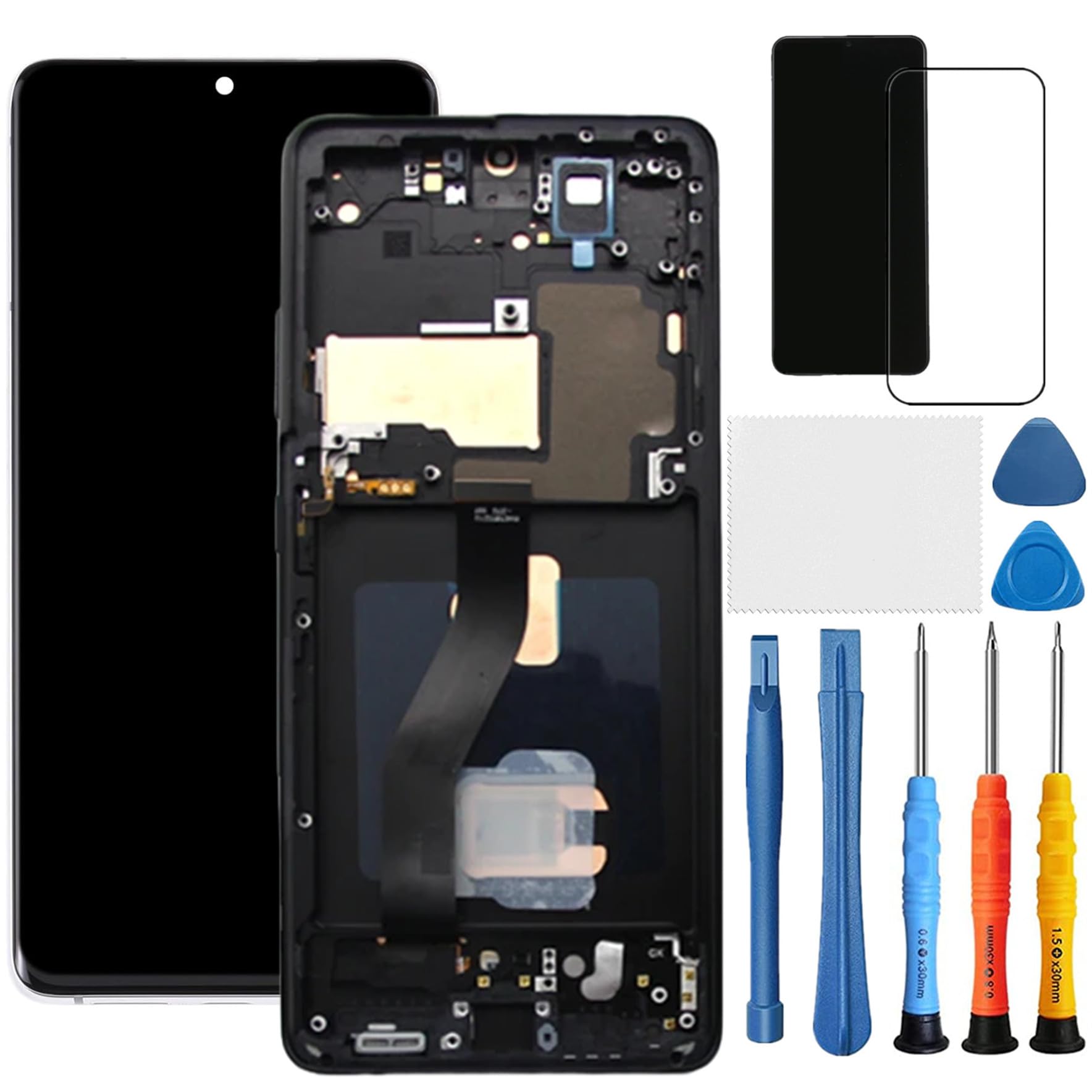Foufininfor Samsung Galaxy S21 Ultra 5G Screen Replacement for Samsung S21 Ultra Screen Replacement with Frame SM-G998U SM-G998W G998A SM-G998B LCD Display Touch Digitizer Assembly with Tools Black